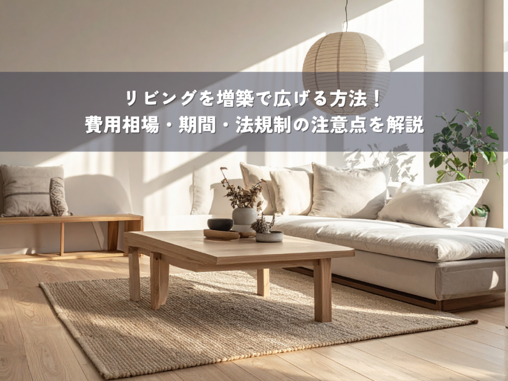 リビングを増築で広げる方法！費用相場・期間・法規制の注意点を解説